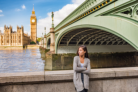 在泰晤士河边放松 由英国欧洲大本(Big Ben)主持图片