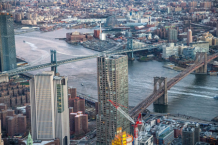 纽约市著名桥梁的惊人空中景象城市生活风景天际城市街道方式外观日落建筑学蓝色图片