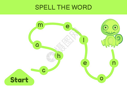 孩子们的迷宫 拼写单词游戏模板 学习阅读 word c挑战英语动物语言考试教育工作簿头脑夹子测试图片