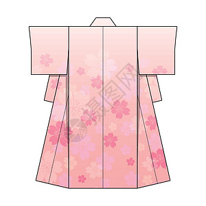 日本和服样板插图纺织品裙子艺术空白服饰戏服樱花花卉服装图案图片