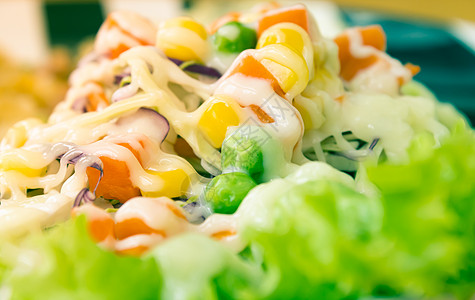 维珍或蔬菜沙拉 配有美乃滋橙子食谱香味味道气味素食饮食玉米早餐午餐图片