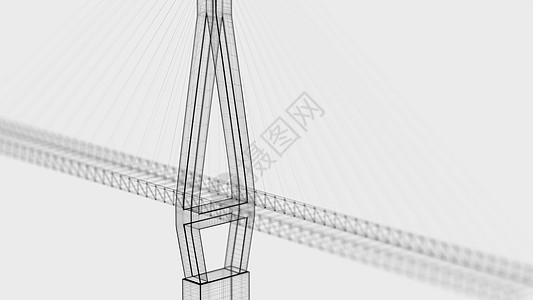悬吊桥的线条3D交接手绘工程师涂鸦艺术品插图吸引力素描项目建筑学工程图片