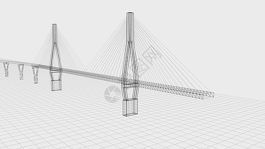 悬吊桥的线条3D交接铅笔艺术品项目插图建筑学工程师建筑草图手绘渲染图片