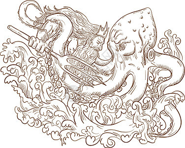海王星与巨型章鱼作战图片