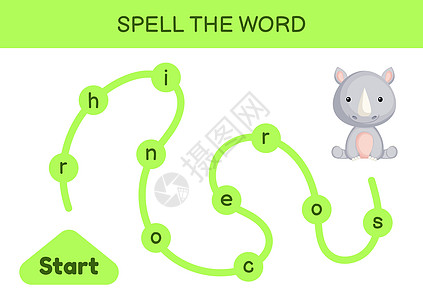 孩子们的迷宫 拼写单词游戏模板 学习阅读 word r语言夹子教育测试字母插图卡通片工作孩子头脑图片