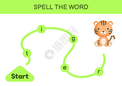 孩子们的迷宫 拼写单词游戏模板 学习阅读 word t语言孩子活动头脑床单测试工作簿插图绘画幼儿园图片