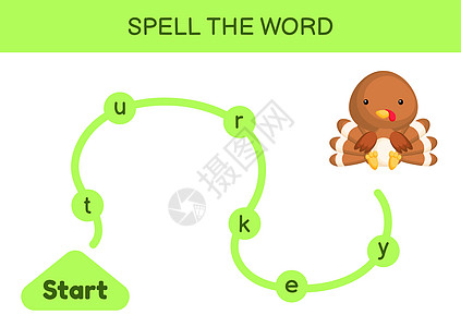 孩子们的迷宫 拼写单词游戏模板 学习阅读 word t活动教育绘画语言工作考试幼儿园头脑床单孩子图片