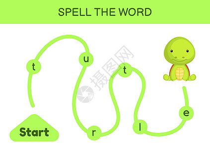 孩子们的迷宫 拼写单词游戏模板 学习阅读 word t工作测试绘画卡通片幼儿园床单挑战孩子动物头脑图片