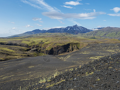 冰岛火山岩浆沙漠风景及冰川山峰的景观 冰岛费利亚巴克自然保护区天空远足自然地块爬坡高地苔藓踪迹国家蓝色图片