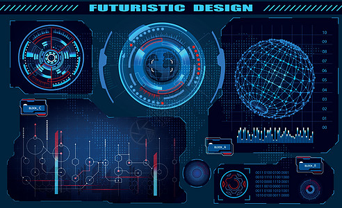 未来派图形界面平视显示器设计 信息图表元素 全球全息图 主题与科普 主题分析 插图图片