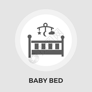 婴儿床平面图标摇篮奶嘴装饰艺术尿布玩具家庭插图公寓木头图片
