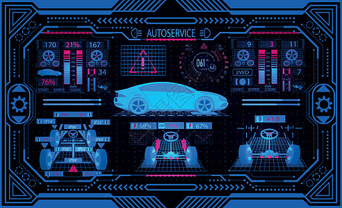 框架中的图形界面 诊断性对齐车轮 检查汽车参数图片