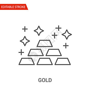 Gold 图标 薄线矢量说明金融货币银行业宝藏金属订金投资商业插图金库图片