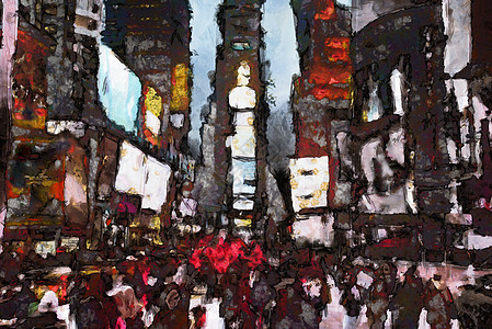 纽约时报广场人群街道艺术家建筑笔触艺术品活动面孔旅行城市图片