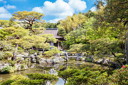 京都日本银桂庙寺殿历史公园建筑学历史性银亭森林花园旅游风景叶子图片