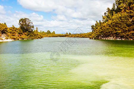 WaiOTapu 新西兰地质奇幻之地荒野喷泉吸引力矿物火山游客沸腾旅行岩石蓝色图片