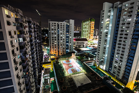 黄昏时的新加坡城市天线住宅街道夜生活窗户摩天大楼房子都市建筑景观图片