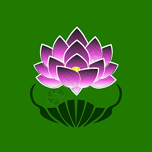 绿色背景上的莲花的紫色星体化图象 象征着对日本佛祖的承诺图片