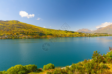 新西兰瓦卡提普湖天空远景墙纸反射峡湾环境高山蓝色场景海岸图片