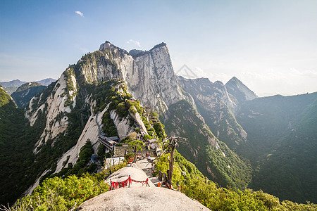 中国华山山山旅行树木国家公园顶峰天空图片