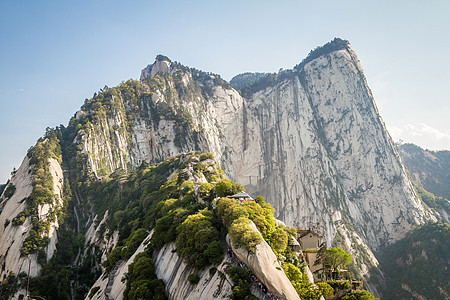 中国华山山山国家天空旅行顶峰树木公园图片