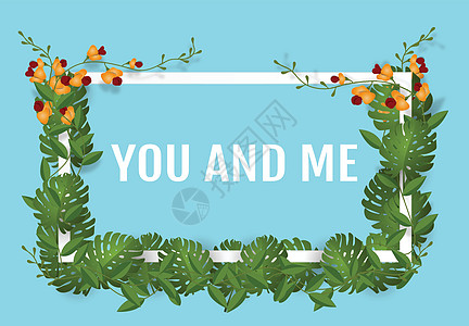 植物式婚礼框架 艺术甜纸彩画矢量插图图片