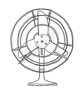 矢量陈年风扇可爱的手绘线条艺术插图图片