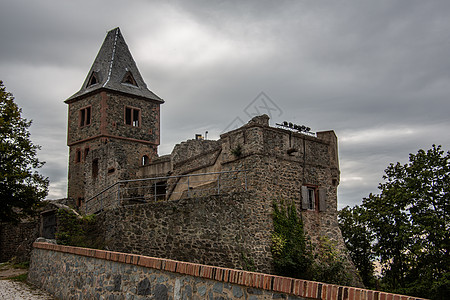 达姆施塔特附近的弗兰肯斯坦堡垒防御魔术师城垛墙壁石工城堡遗迹图片
