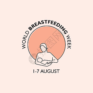 世界母乳喂养周概念在8月第一周举行 于8月的第一个星期举行孩子世界妈妈插图新生儿哺乳期女士母亲家庭海报图片