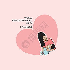 世界母乳喂养周概念在8月第一周举行 于8月的第一个星期举行妈妈牛奶女士明信片哺乳期婴儿海报胸部食物女性图片