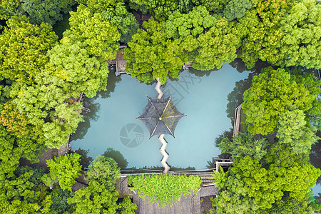 中国苏州花园古老传统园圃的空中飞行遗产历史文化风景建筑学树木环境旅行吸引力旅游图片