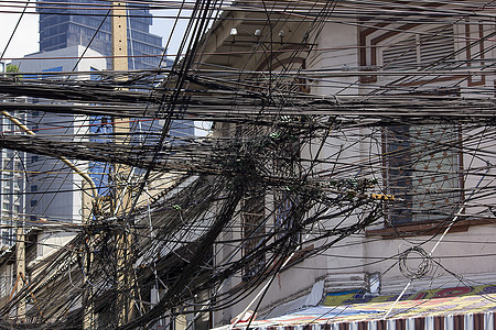 电线杆上的许多电线力量电压接线电气日光工业电话电缆活力技术图片