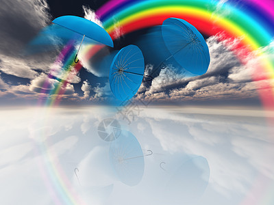 彩虹伞云景天空天气天际插图流动渲染地平线运动蓝色图片
