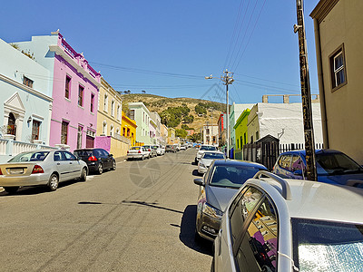 开普顿Bo Kaap区许多多姿多彩的房屋房子文化建筑小屋旅行天空村庄邻里旅游景观图片