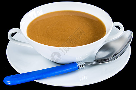 鸭汤黑色食物勺子游戏盘子鸭子白色午餐美食奶油状图片素材