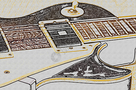 eguitar作为彩色铅笔绘画音乐摇滚乐线圈剖面图旋律流行音乐细绳插图艺术吉他图片