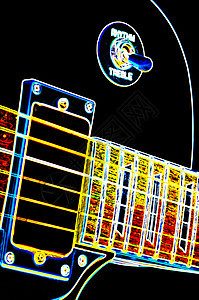 配有闪亮轮廓的电子吉他剖面图单线指板旋律岩石合金流行音乐电吉他爵士线圈图片