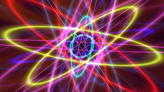 具有光 rin 的发光原子结构耀斑戒指电子科学技术辉光插图力量量子激光图片