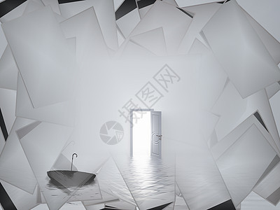 白门白色想像力镜子概念插图框架房间出口男人入口图片