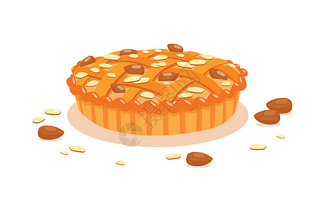 杏仁馅饼与杏仁切片隔离在白色背景糕点甜点面团插图菜肴咖啡菜单庆典桌子小吃图片