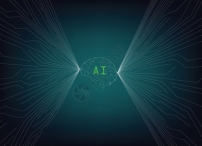 渐变背景下具有现代技术电路线的 AI 大脑思考机器插图科学网络知识头脑数据创造力学习图片
