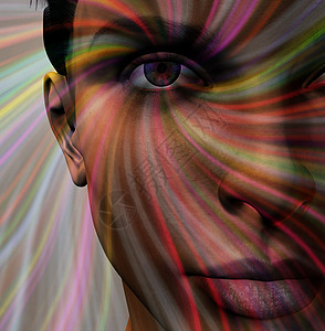 彩色的淑女催眠鸢尾花间谍光学渲染女性插图冲孔瞳孔3d图片