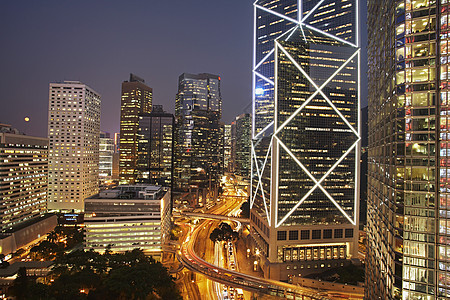 中国香港新中国银行和街头升华的观感建筑学办公楼老虎交通场景市中心建筑街道经济城市图片