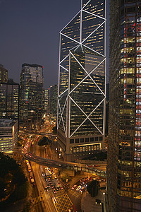 中国香港新中国银行和街头升华的观感市中心外观国际建筑学场景交通地标建筑街道城市图片
