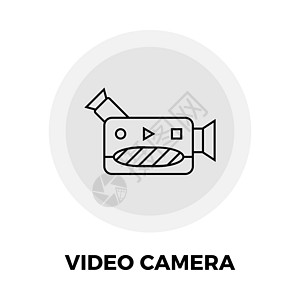 摄像机线图标电影按钮黑色网络电视技术视频记录生产插图图片