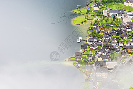 奥地利哈斯塔特市村庄眼睛城市阳光地标教会愁云爬坡旅游码头背景图片