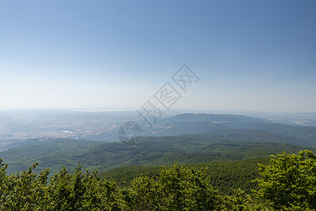 山顶上的阿米亚塔山及其全景植物历史性爬坡房子场地蓝色建筑学建筑丘陵国家图片