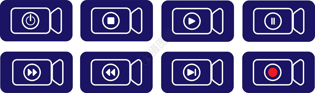 显示视频 d 功能的蓝色矩形按键(Blue 矩形按钮)图片
