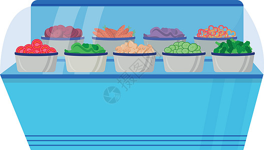 蔬菜反平板彩色矢量物体 可在冰箱的盒子中找到蔬菜图片