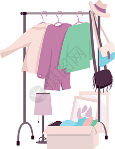 衣柜装饰的彩色矢量物体 女人衣橱图片
